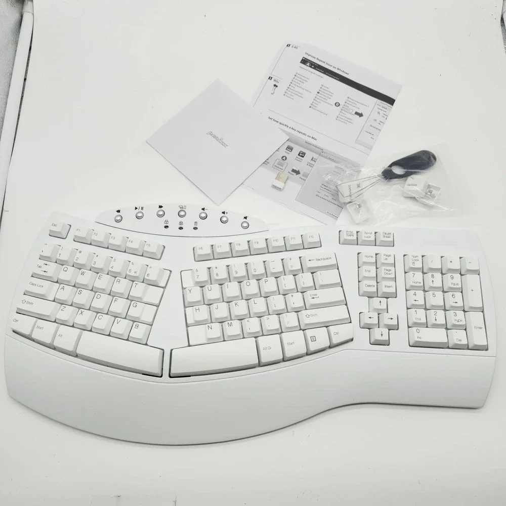 Perixx Periboard-612 Wireless‎ Ergonomic Split Keyboard USB White Mac Windows